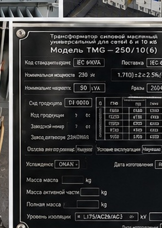 Паспортная табличка трансформатора ZaminPower